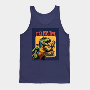 Stay Positive (T-rex dino and boy) Tank Top